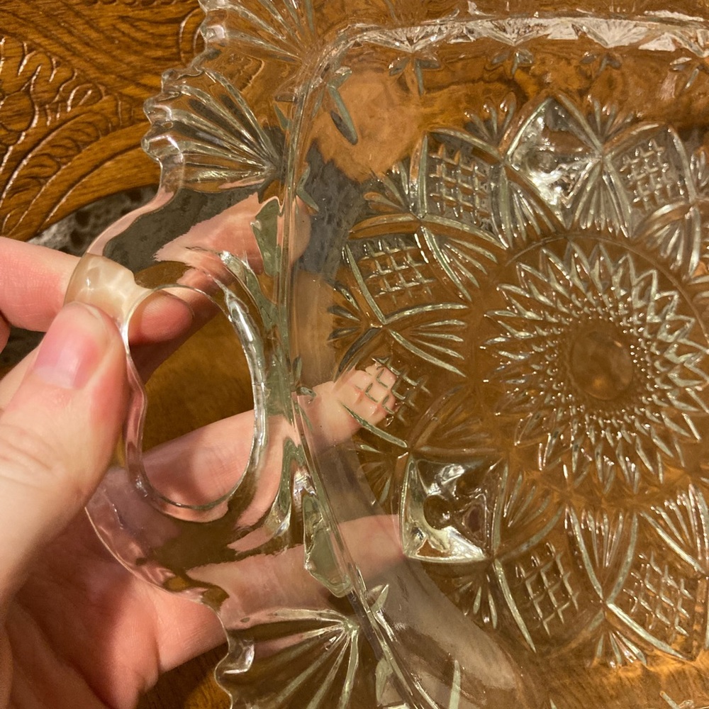 Parisi Cut Glass Tray, Footed and Handled Dish - Deep Base for Food and Display - Picture 5 of 14